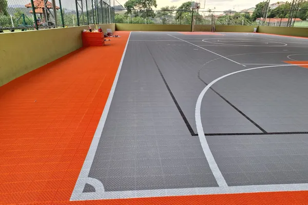 Detalhe da marcação. Quadra de Esportes Agenor, Extrema, MG.