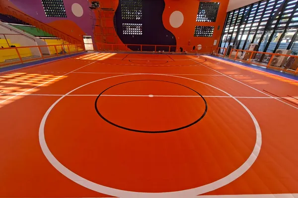 Marcação esportiva concluída. Ginásio Municipal, Macapá, AP.